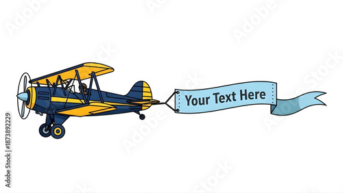 Biplane pulling blank text banner