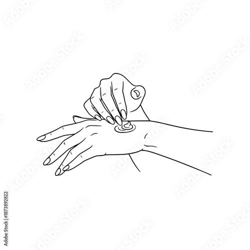Icon of beautiful women's hands applying cream, representing skincare and beauty concepts