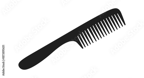 Simple black silhouette icon of a classic plastic hair comb with a handle, representing hairdressing, grooming, and personal care.