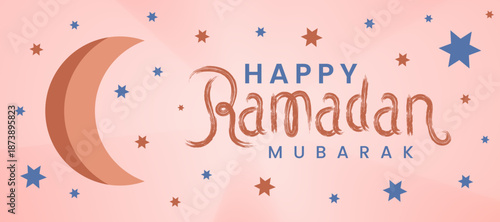 Ramadan kareem islamic flat banner vector illustration for muslim holy month celebration