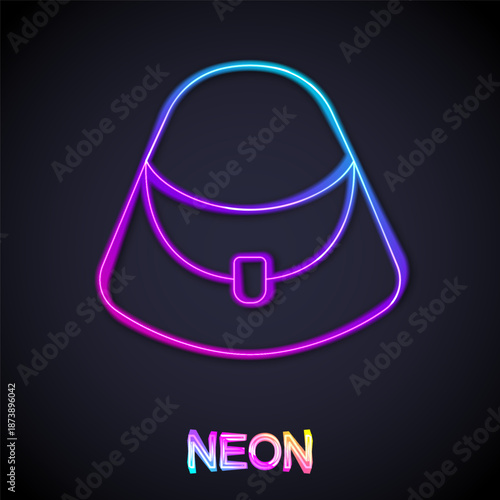 Glowing neon line Handbag icon isolated on black background. Female handbag sign. Glamour casual baggage symbol. Vector