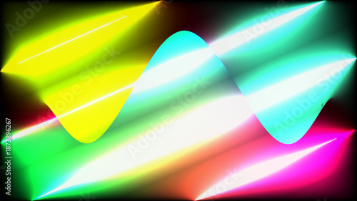 Abstract background with bright light rays and a vibrant yellow wave vector illustration.