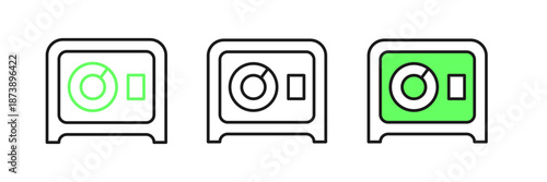 Set line Safe icon isolated on white background. The door safe a bank vault with a combination lock. Reliable Data Protection. Vector