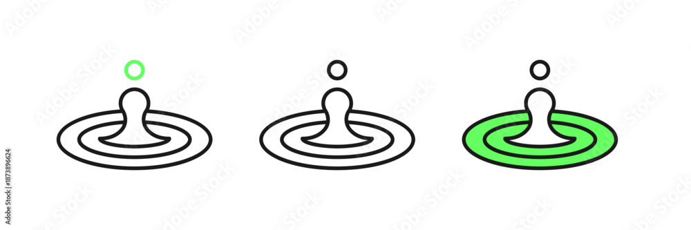 Fototapeta premium Set line Water drop icon isolated on white background. Vector