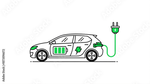 Electric car charging illustration