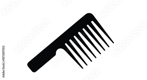 Black silhouette icon of a wide-tooth detangling comb, a common tool for hair care, especially for curly or thick hair.