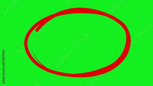 Circle marker with drawing effect, hand drawn circle marker green screen, red marker green screen pen style, Red Circle Highlighter Scribble Animation on transparent screen. 4k video