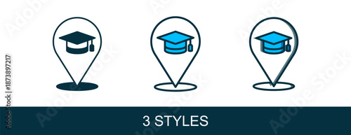 Filled outline Online education and graduation icon isolated on white background. Online teacher on monitor. Webinar and video seminar learning. Vector