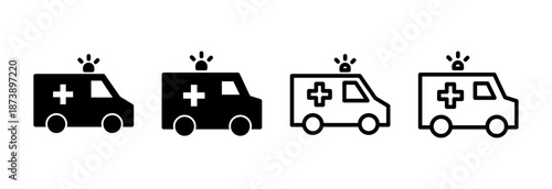 Ambulance icon vector illustration. ambulance truck sign and symbol. ambulance car