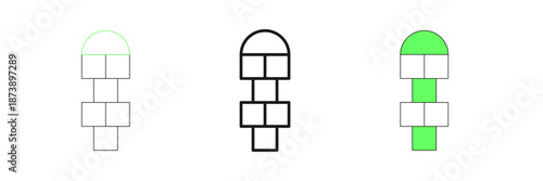 Set line Hopscotch icon isolated on white background. Children asphalt coating drawing. Vector
