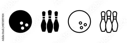 Bowling icon vector illustration. bowling ball and pin sign and symbol.