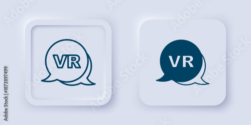 Filled and outline Virtual reality icon isolated on grey background. Futuristic VR head-up display design. Square button. Vector