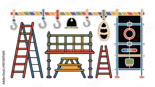Safety Equipment Array: An illustrative depiction of essential safety equipment, neatly arranged, emphasizing protection and precaution.