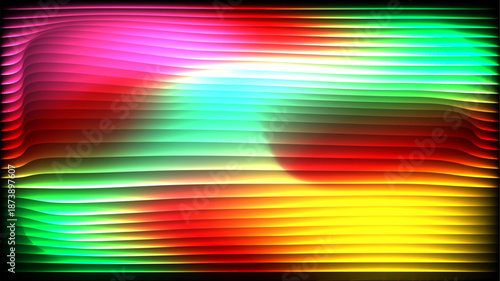 Curved colorful lines wallpaper with bright glowing spots and dynamic flow vector illustration.