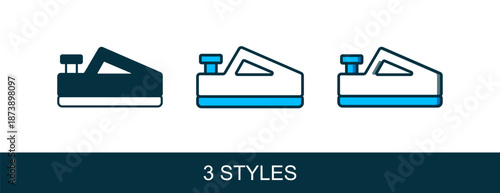 Filled outline Wood plane tool for woodworker hand crafted icon isolated on white background. Jointer plane. Vector