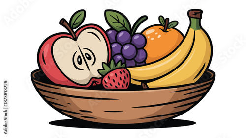 Bowl of Fresh Fruits: A vibrant collection of nature's bounty, a tempting bowl overflowing with fresh, colorful fruits ready to nourish and delight. 