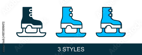 Filled outline Skates icon isolated on white background. Ice skate shoes icon. Sport boots with blades. Vector