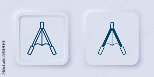 Filled and outline Air blower bellows icon isolated on grey background. Square button. Vector