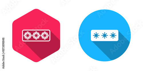 Filled and outline Password protection and safety access icon isolated with long shadow background. Security, safety, protection, privacy concept. Vector