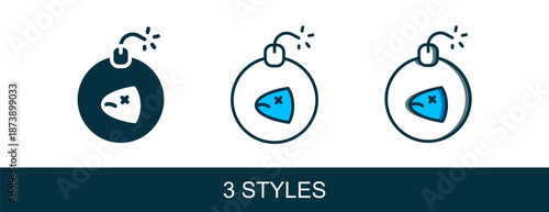 Filled outline Bomb ready to explode icon isolated on white background. Vector