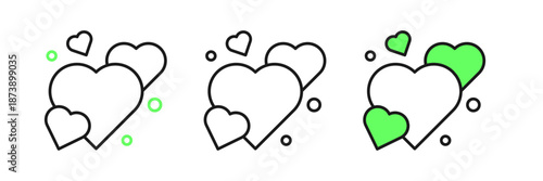 Set line Heart icon isolated on white background. Romantic symbol linked, join, passion and wedding. Happy Valentines day. Vector