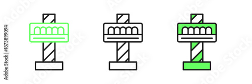 Set line Attraction carousel icon isolated on white background. Amusement park. Childrens entertainment playground, recreation park. Vector