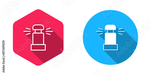 Filled and outline Automatic irrigation sprinklers icon isolated with long shadow background. Watering equipment. Garden element. Spray gun icon. Vector