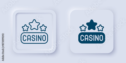 Filled and outline Casino signboard icon isolated on grey background. Square button. Vector