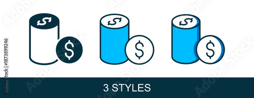 Filled outline Casino chip with dollar symbol icon isolated on white background. Casino gambling. Vector