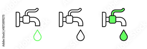 Set line Water tap icon isolated on white background. Vector