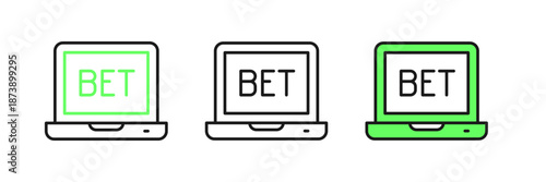 Set line Online sports betting icon isolated on white background. Sport bet bookmaker. Betting online make money. Vector