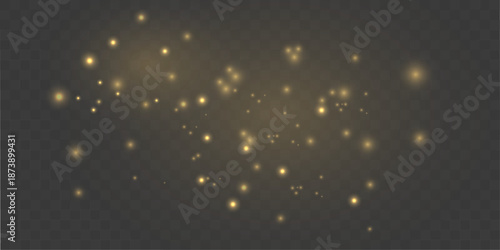 Light drifting golden dust particles flow softly, forming smooth motion, airy layers, and subtle luminous highlights. vector