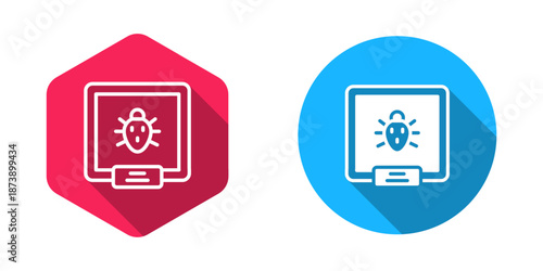 Filled and outline Colorado beetle icon isolated with long shadow background. Vector