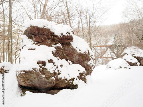 Wallpaper Mural 赤岩青巌峡の大岩と雪景色 Torontodigital.ca