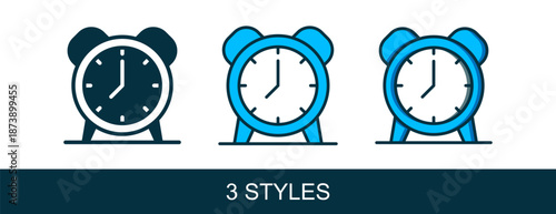 Filled outline Alarm clock icon isolated on white background. Wake up, get up concept. Time sign. Vector