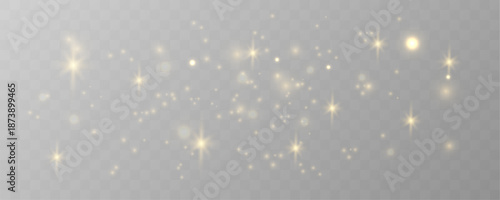 Soft mist of golden dust particles drifts gently, forming airy layers, subtle motion, and delicate luminous glow. vector