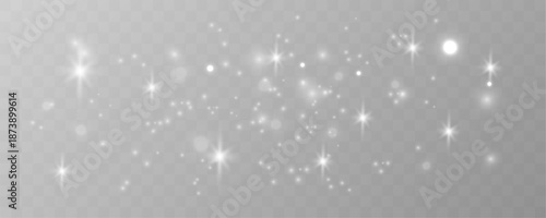 Gentle mist of white dust floats lightly, forming calm abstract motion and soft luminous textures. vector
