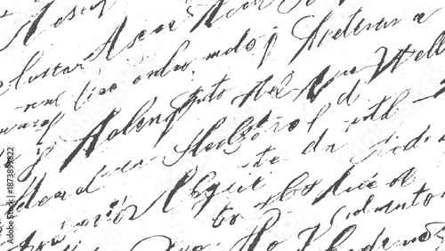 A close-up view of dense, overlapping cursive handwriting, showcasing the intricate details and textures of the handwritten script on a white background