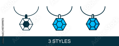 Filled outline Pendant on necklace icon isolated on white background. Vector