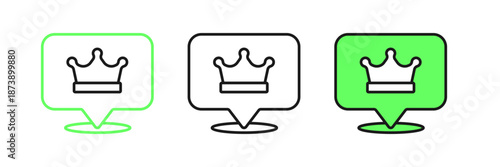 Set line King crown icon isolated on white background. Vector