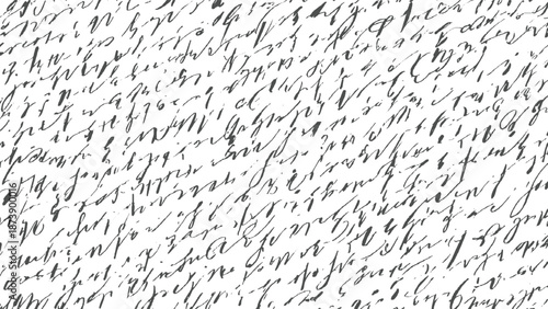 Chaotic and dense vintage handwritten script with scattered ink marks creates a distressed, abstract background texture