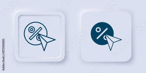 Filled and outline Discount percent tag icon isolated on grey background. Shopping tag sign. Special offer sign. Discount coupons symbol. Square button. Vector