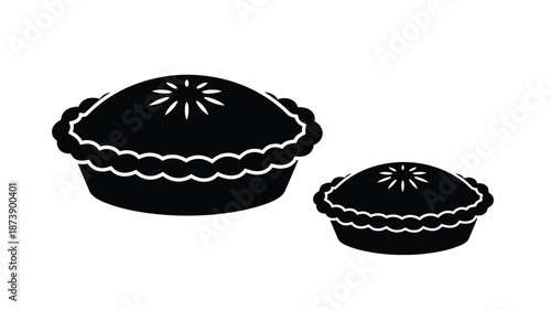 Two black pies of different sizes presented as a striking silhouette