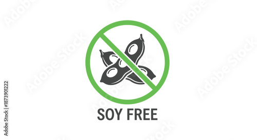 Green and black "Soy Free" food allergen icon, featuring crossed-out soybeans in a circle, used for dietary product labeling.