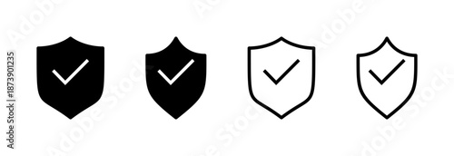 Shield check mark icon vector illustration. Protection approve sign. Insurance icon