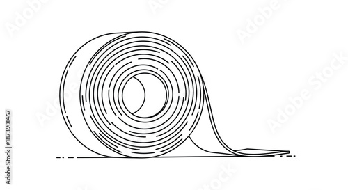 Black and white line art illustration of a roll of adhesive tape, representing office supplies, packing materials, or repair tools.