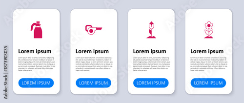 Set Flower, tulip, Leaf garden blower and Garden sprayer for water. Business infographic template. Vector