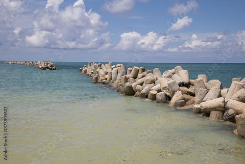Tetrapod (structure) wave-dissipating concrete block
