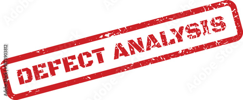 A bold red rectangular stamp design highlights the critical process of comprehensive defect analysis