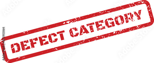 A clear red grunge rectangular stamp categorizes identified defects for efficient tracking and resolution processes